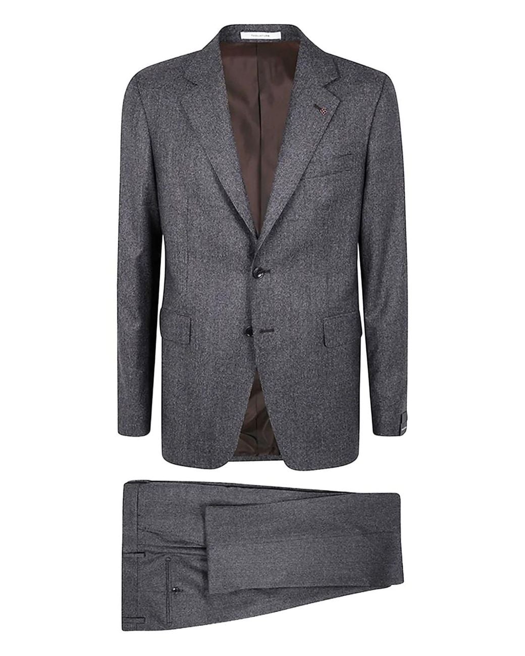 Tagliatore Gray Single-Breasted Wool Suit for men