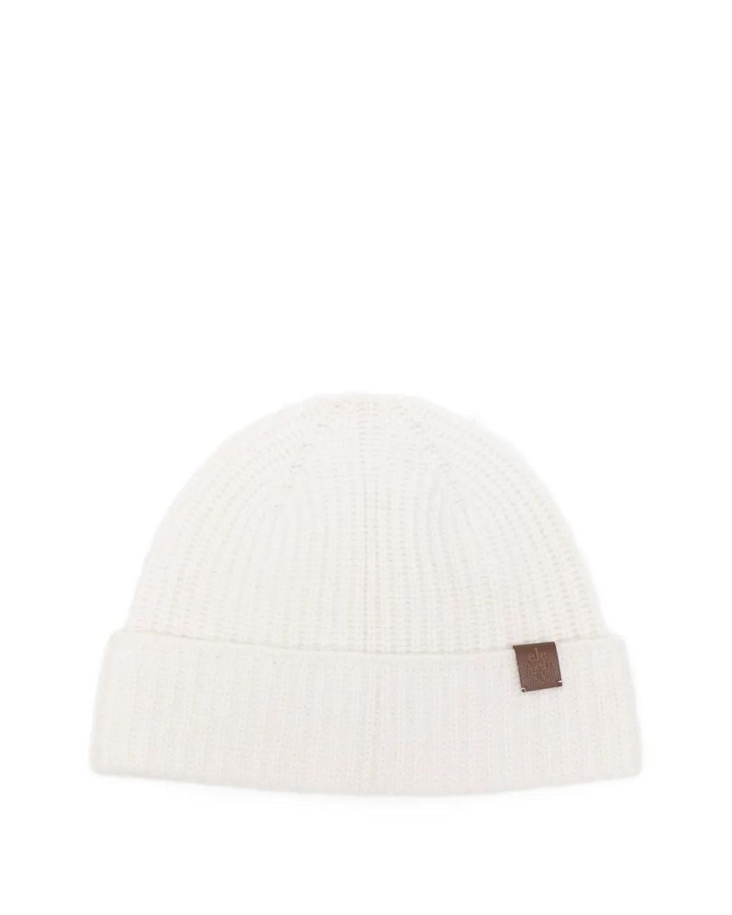 Eleventy White Ribbed-Knit Beanie Hat for men