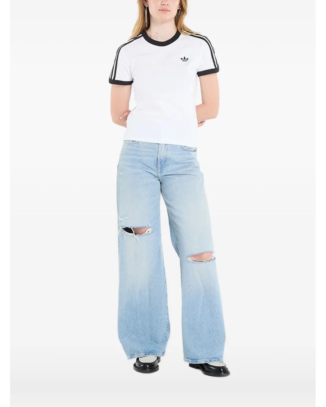 Adidas Blue 3-Stripes Slim T-Shirt