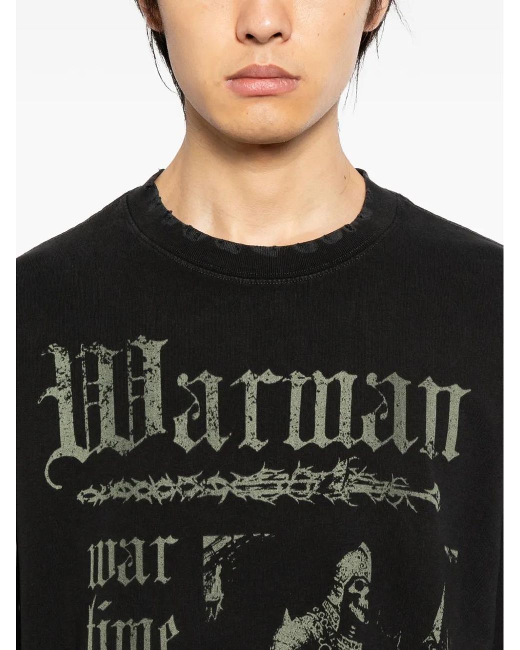WARMAN Black Graphic Print T-Shirt for men