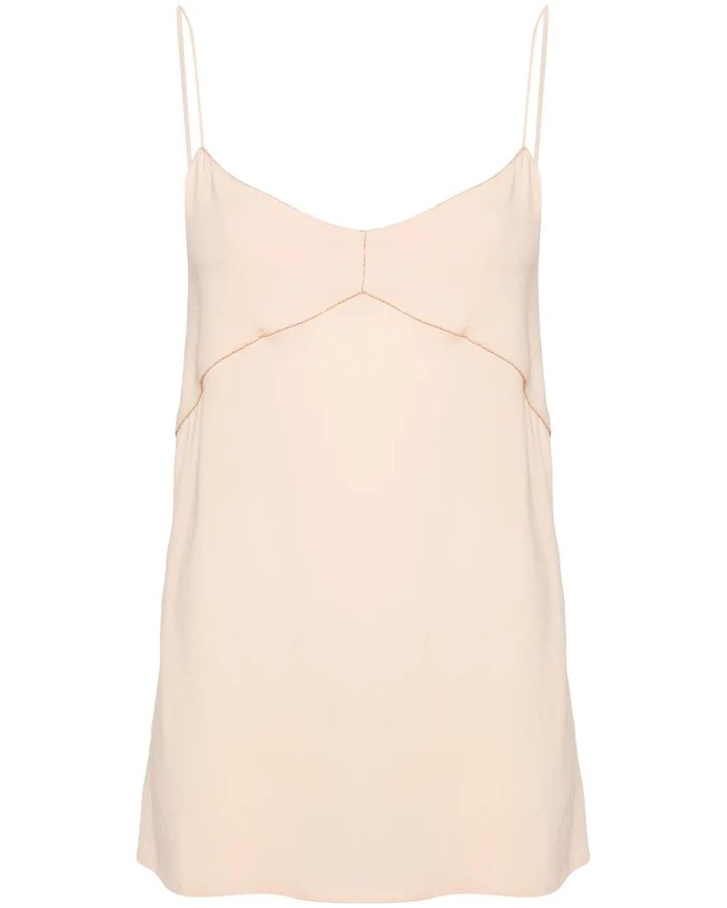 Fabiana Filippi Natural Beaded-Trim Crepe Tank Top