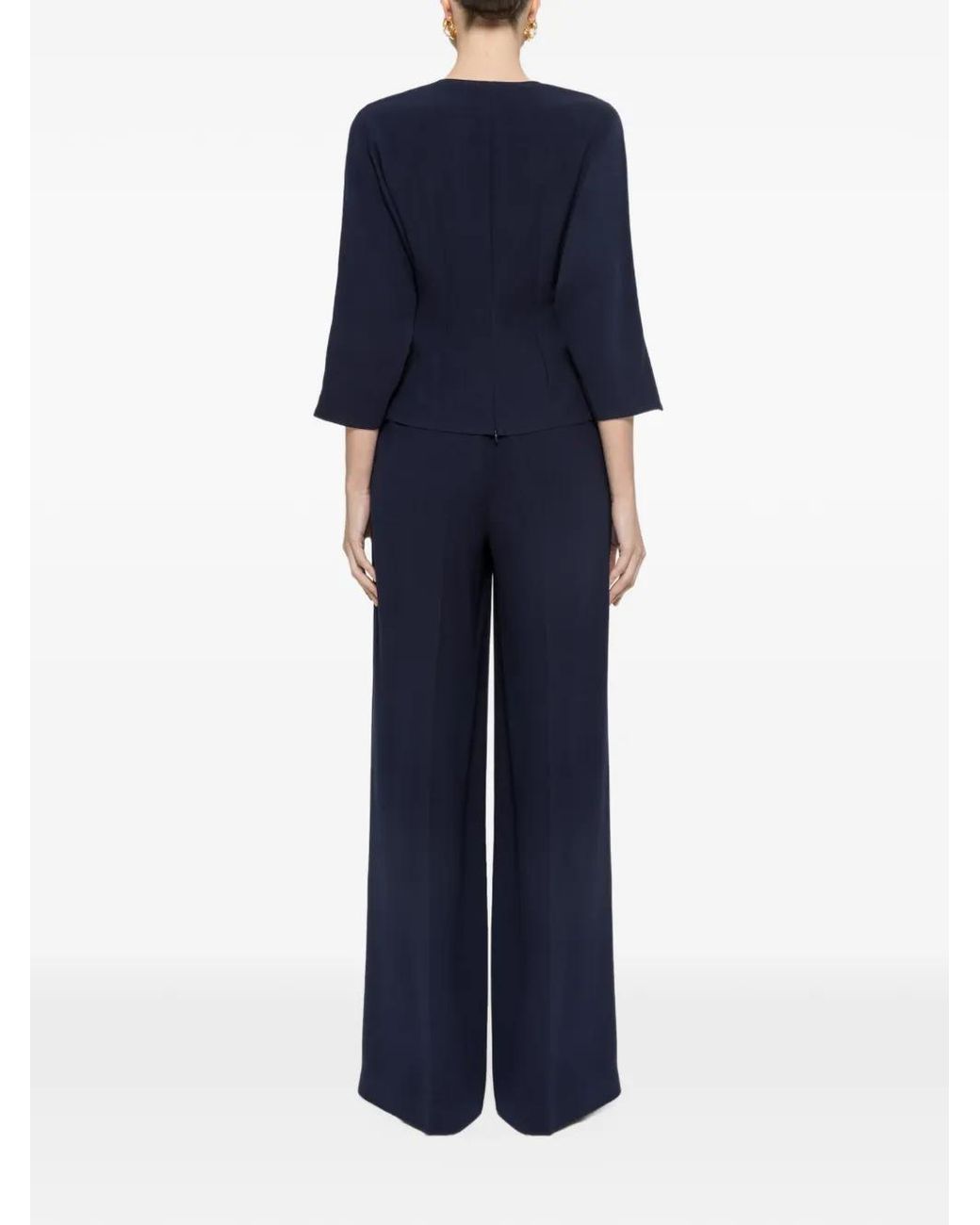 Nissa Blue V-Neck Crepe Top