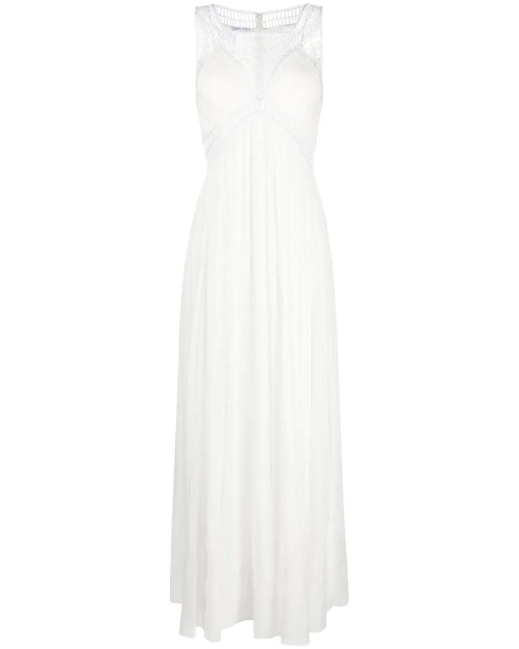 Alberta Ferretti White Embroidered Silk Maxi Dress