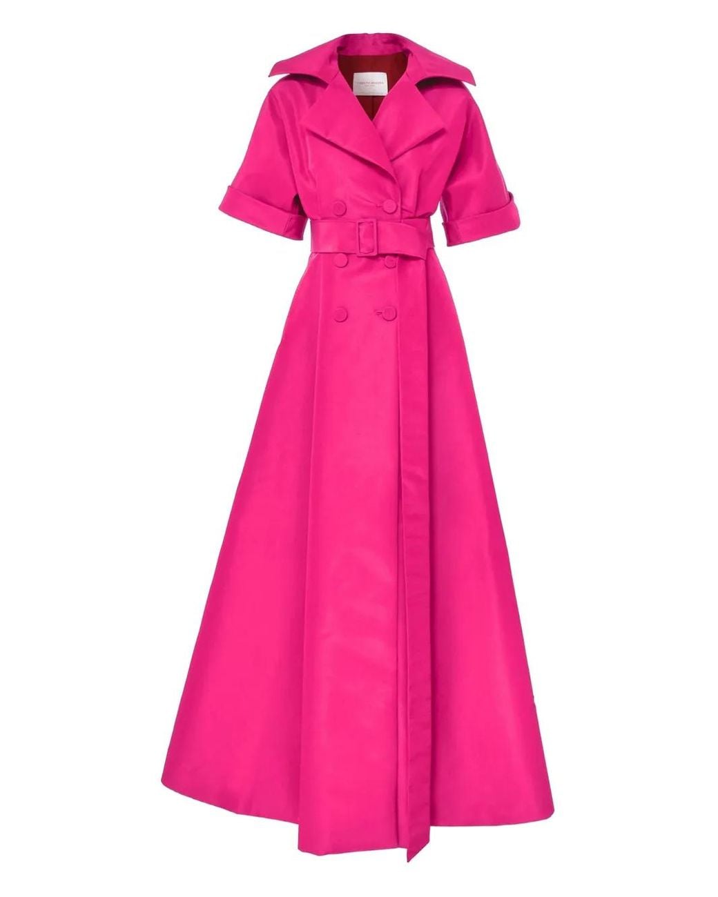 Carolina Herrera Pink Short-Sleeve Belted Maxi Dress