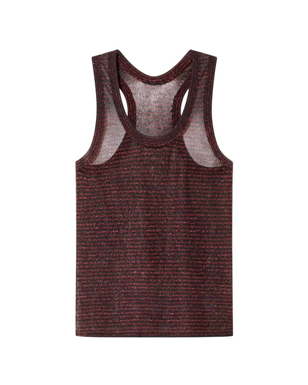 Isabel Marant Purple Cevara Striped Lurex Knit Tank Top