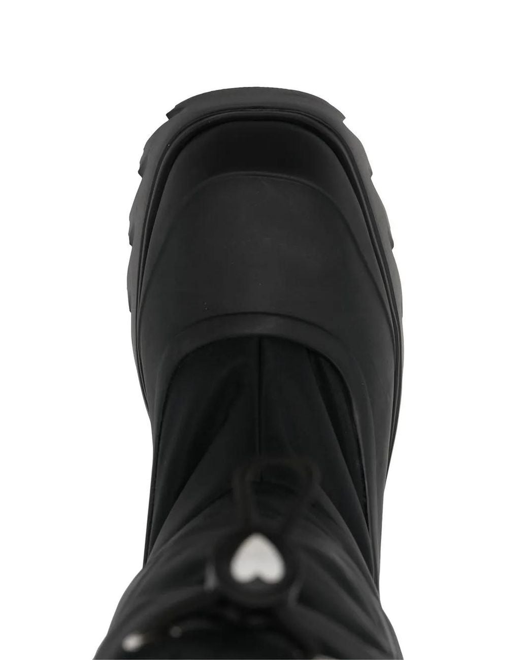 Love Moschino Black Padded Heart-Patch Ankle Boots