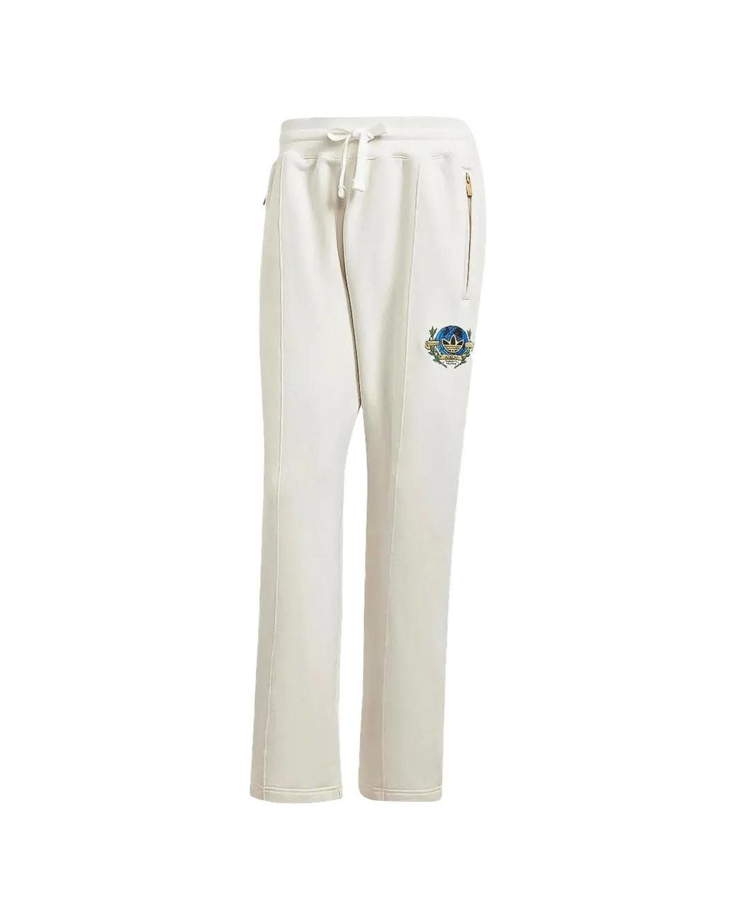 Adidas White Olpc Logo-Patch Track Pants for men