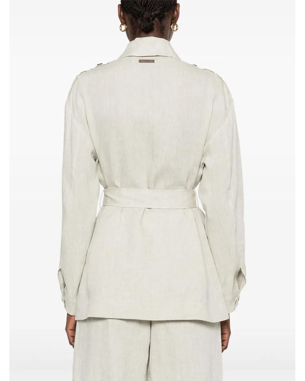 Peserico White Belted Jacket