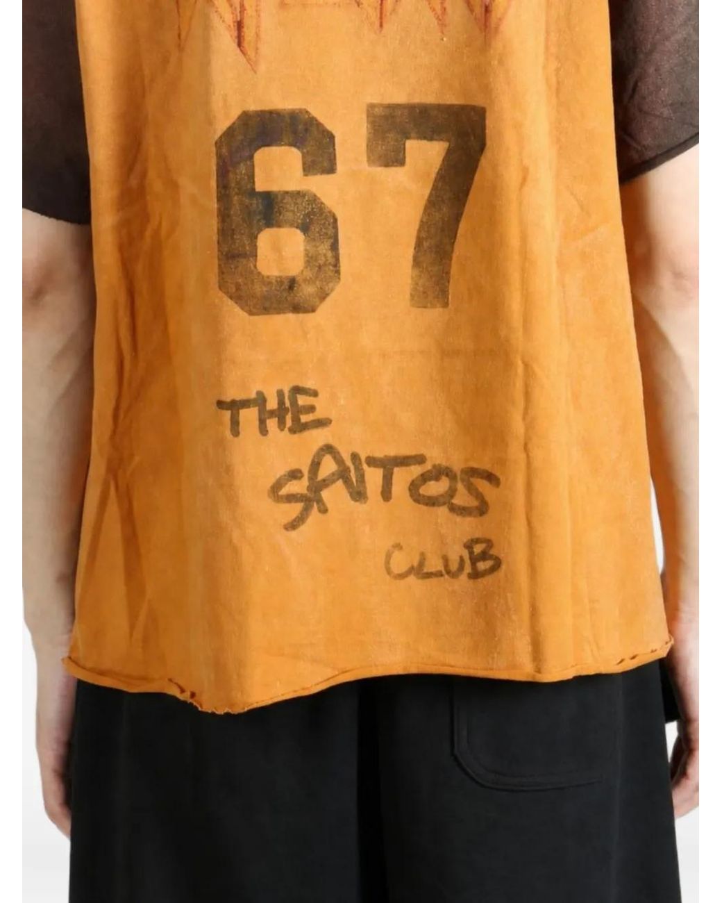 SAITOS Orange Graphic-Print Raglan-Sleeve T-Shirt