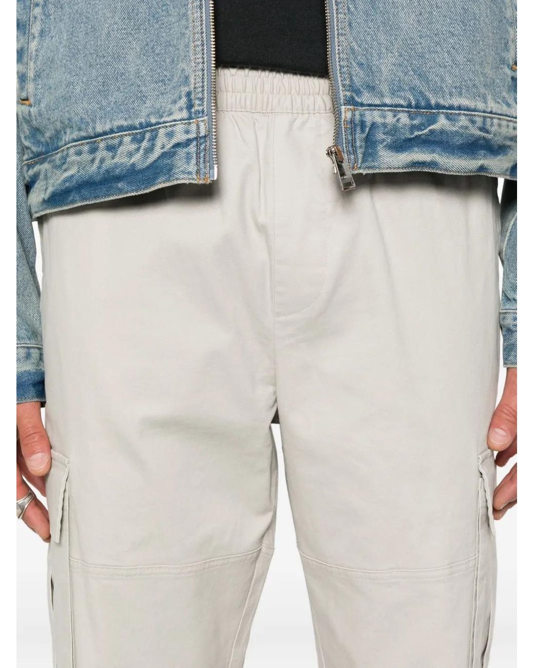 Represent White Elasticated-Waist Cargo Trousers for men