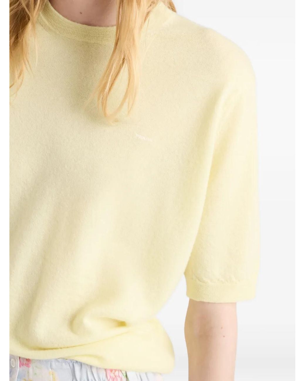 Prada Natural Short-Sleeved Cashmere T-Shirt