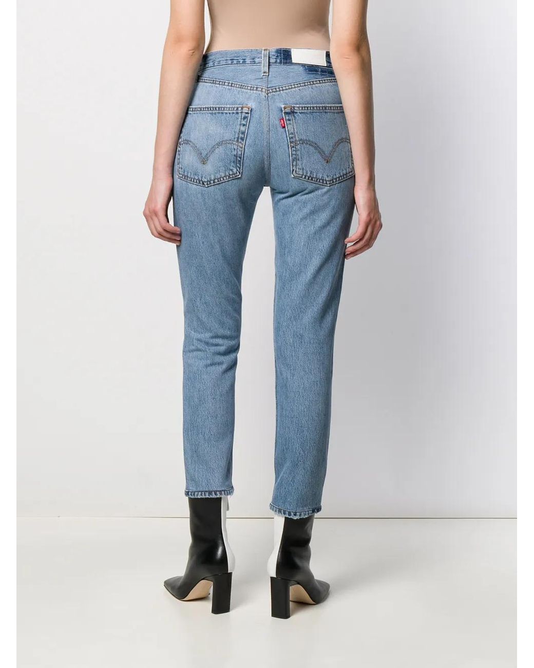 Re/done Blue High-Rise Cropped Jeans