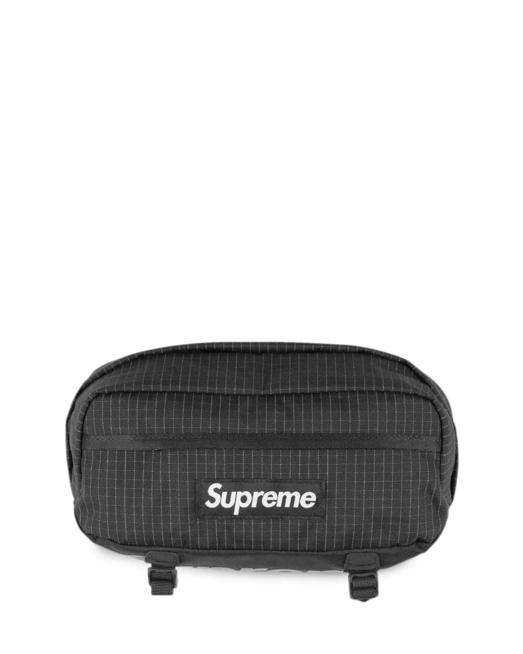 Supreme Black Logo-Appliqué Belt Bag