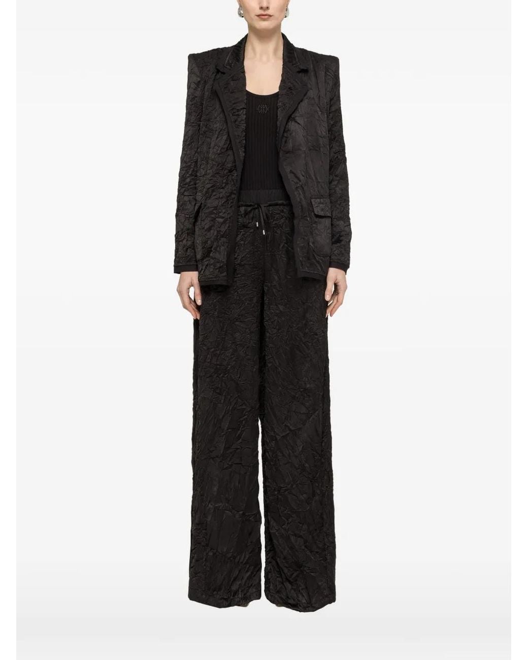 Nissa Black Blazer À Effet Froissé