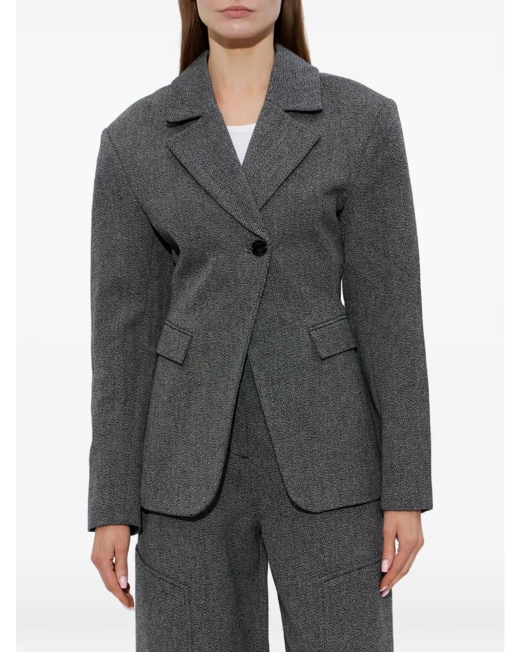 Ganni Gray Blazer With Pockets