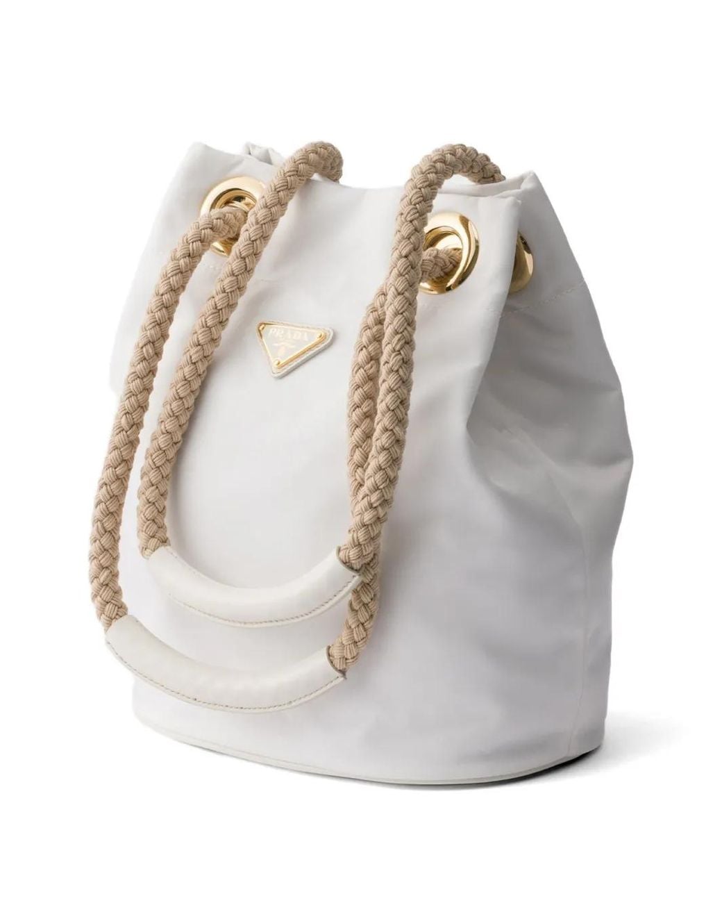 Prada White Braided Rope-Handle Tote Bag