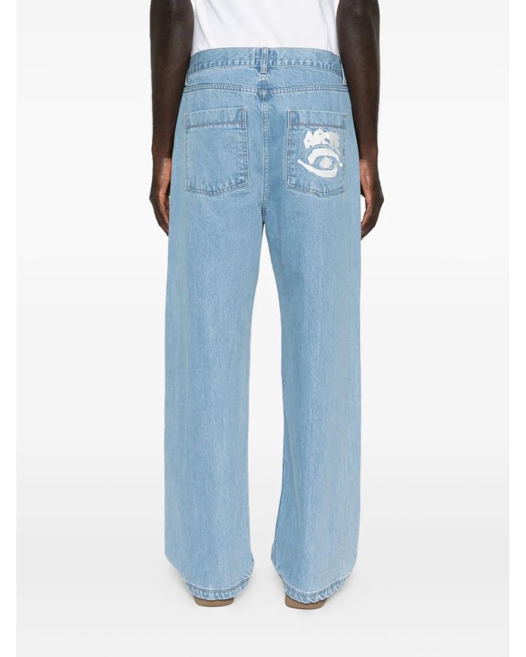 Arte' Blue Light-Wash Straight-Leg Jeans for men