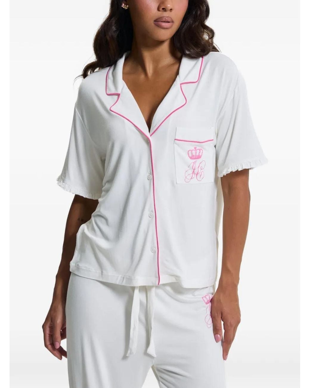 Juicy Couture White Logo-Print Pajamas Set