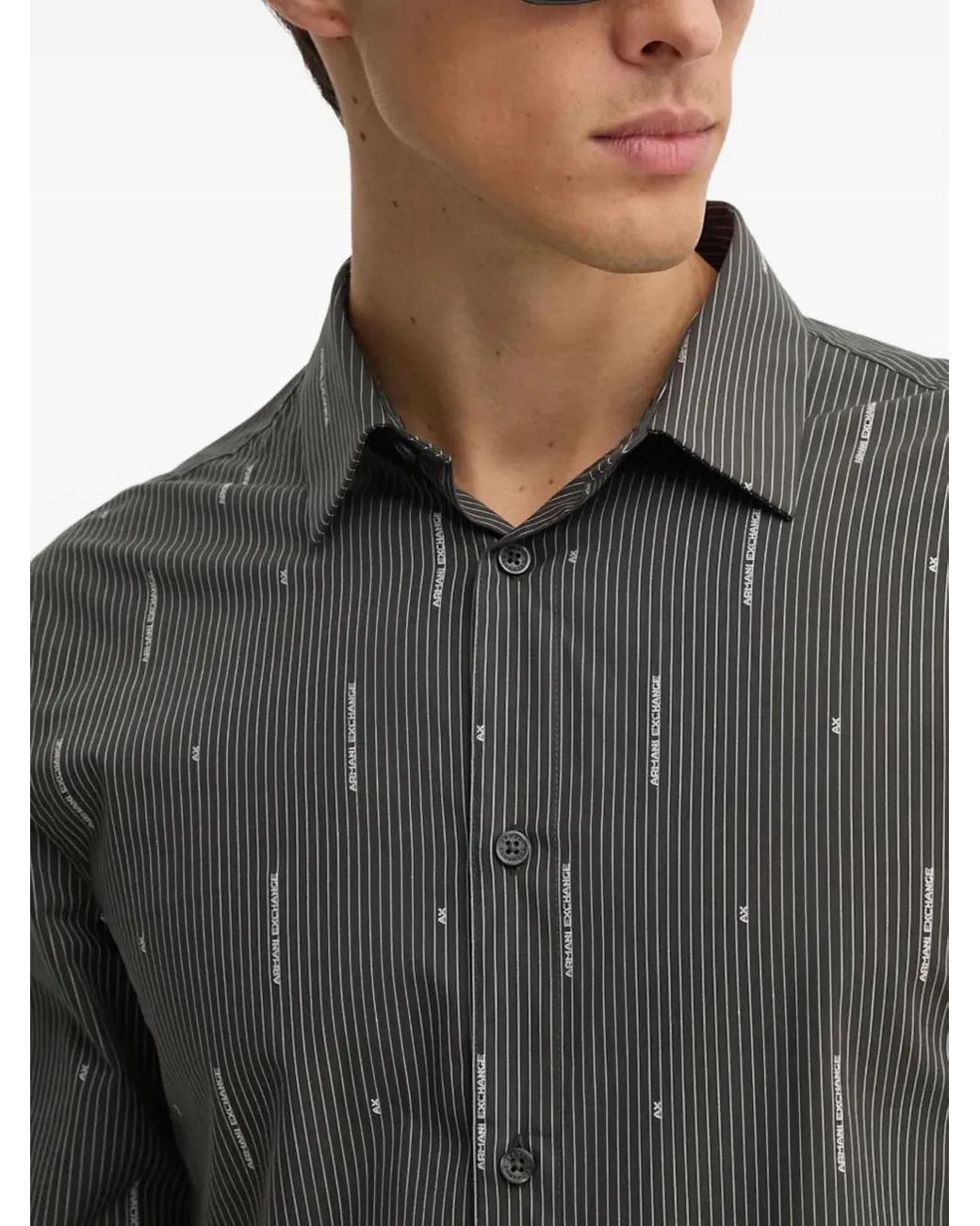 ARMANI EXCHANGE Gray Striped Buttoned Shirt for men