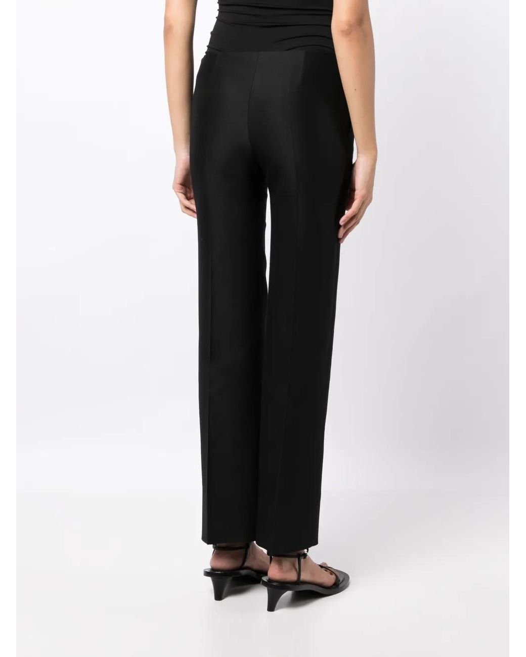 The Row Black Flame Pressed-Crease Slim-Fit Trousers