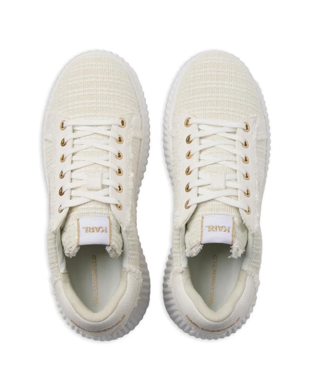 Karl Lagerfeld White Kreeper Lo Flatform Sneakers