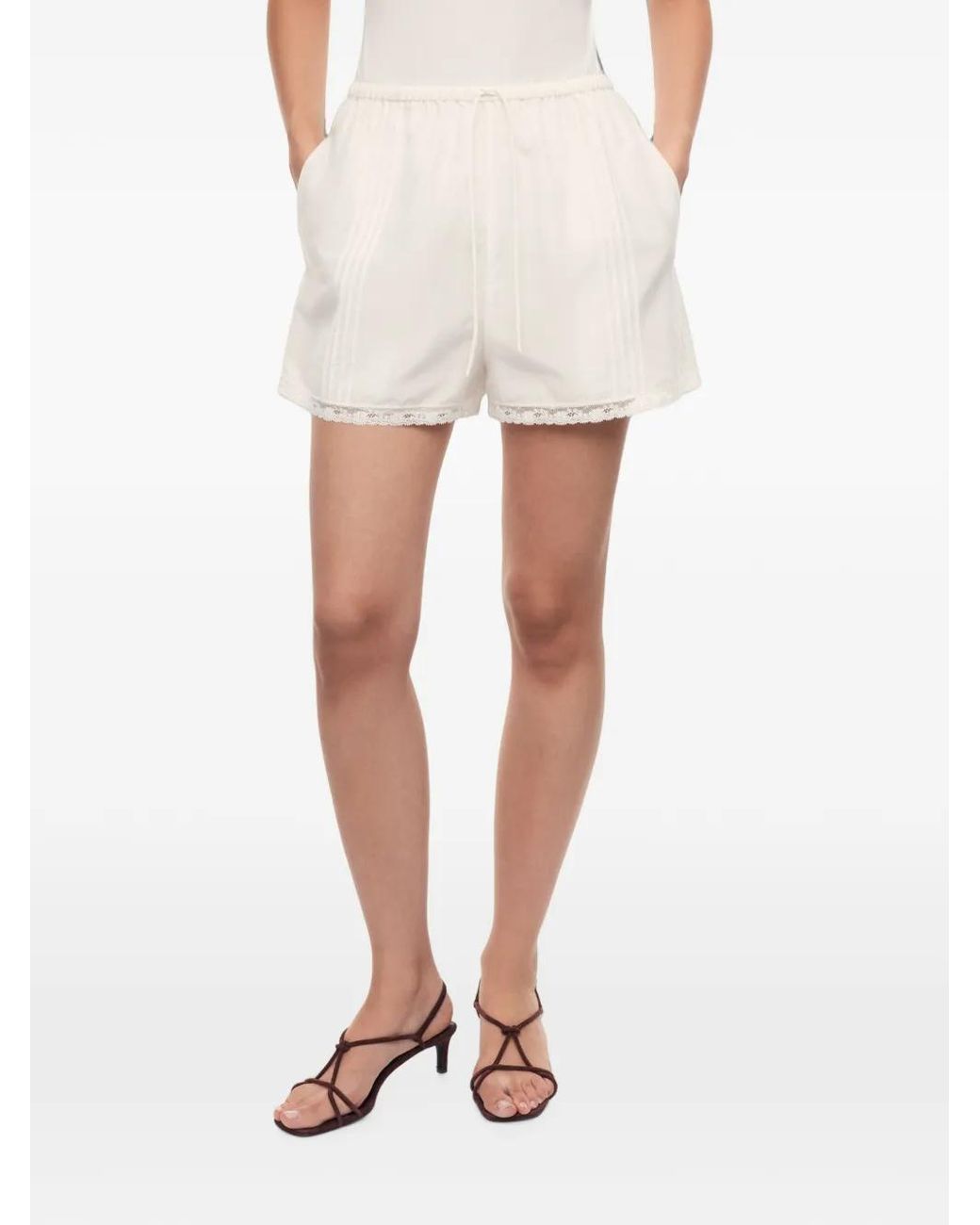 12 STOREEZ White Orchard Drawstring Mini Shorts
