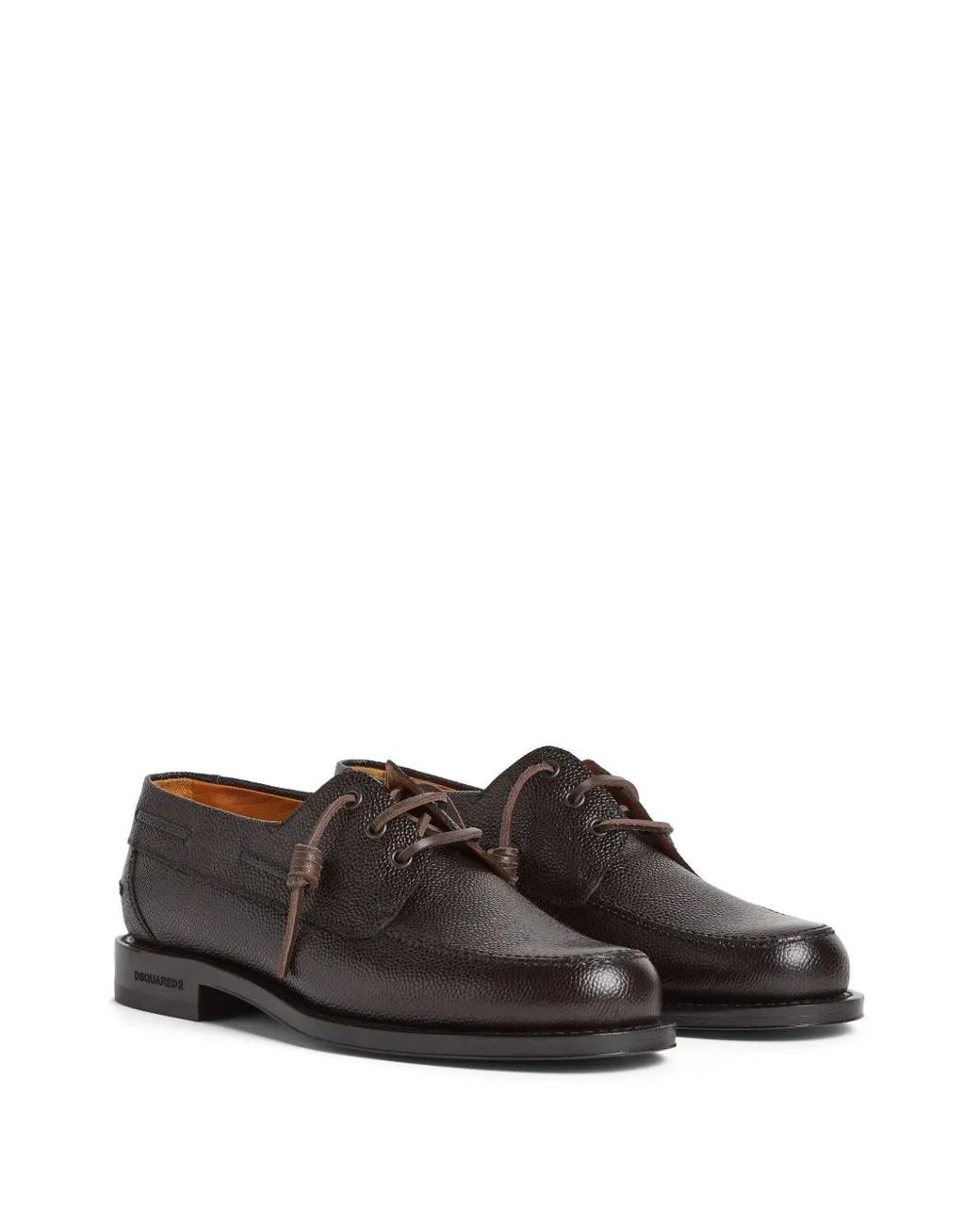 DSquared² Brown Grainy-Texture Boat Shoes for men