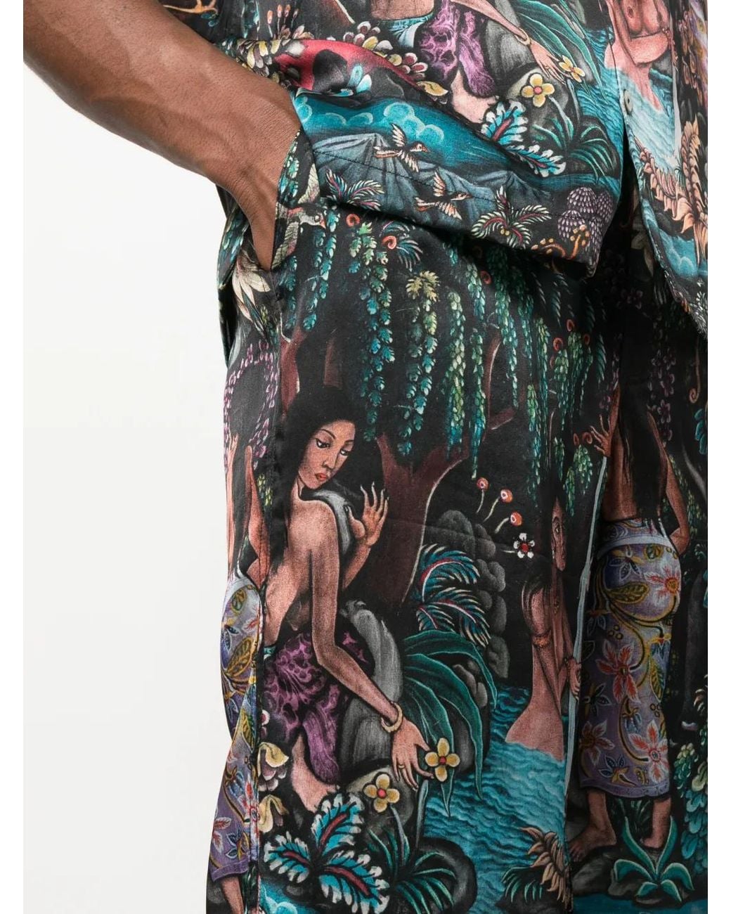 Endless Joy Blue Goa Gajah Silk Bermuda Shorts for men