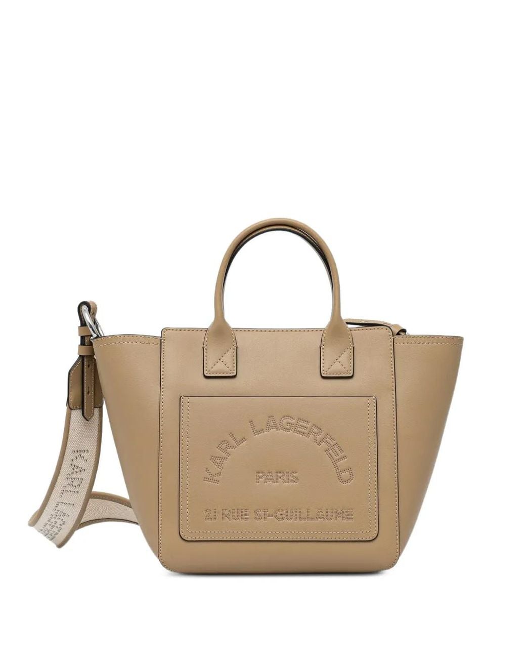 Karl Lagerfeld Natural Perforated Logo-Strap Tote Bag