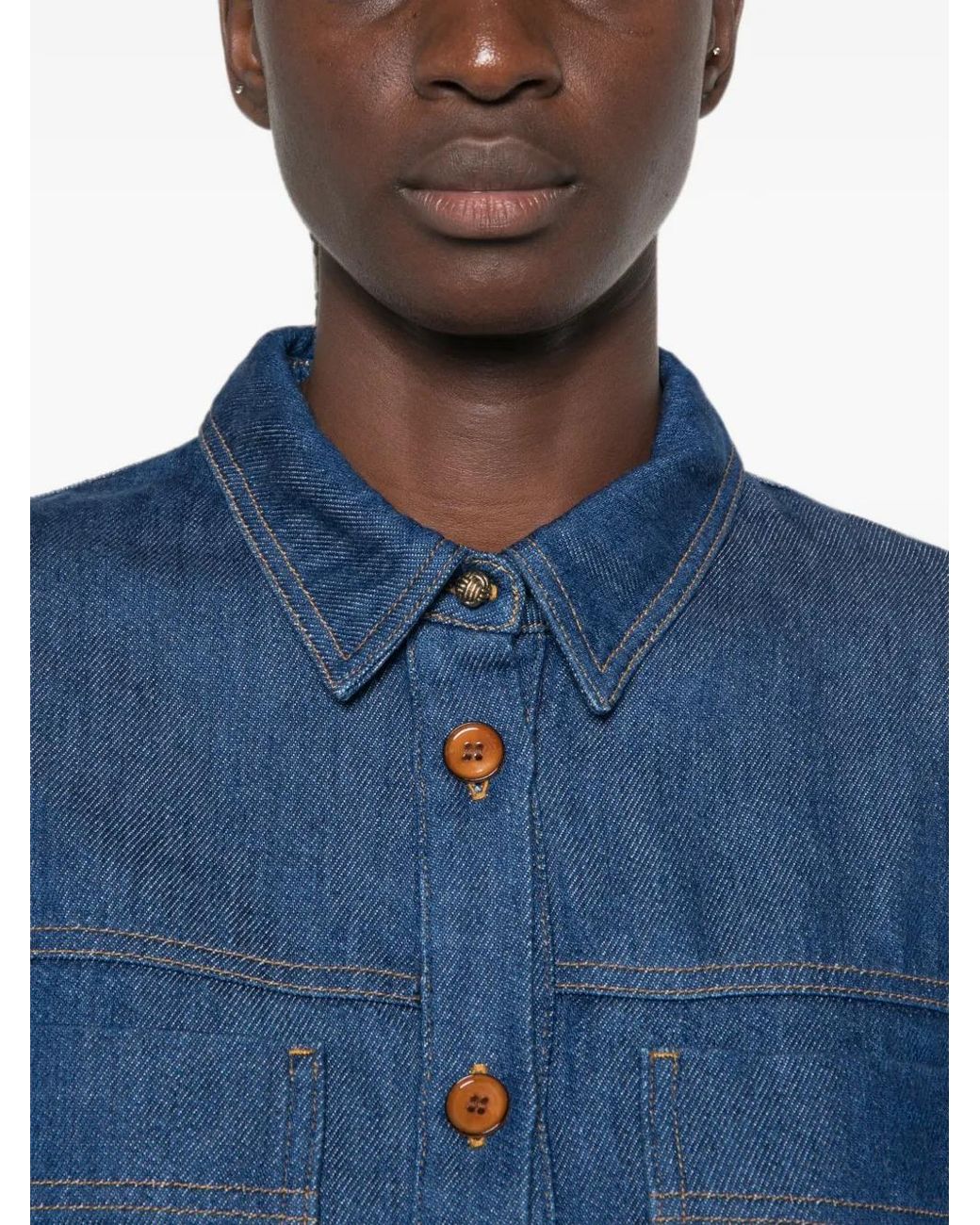 Sessun Blue Contrast-Stitched Jacket