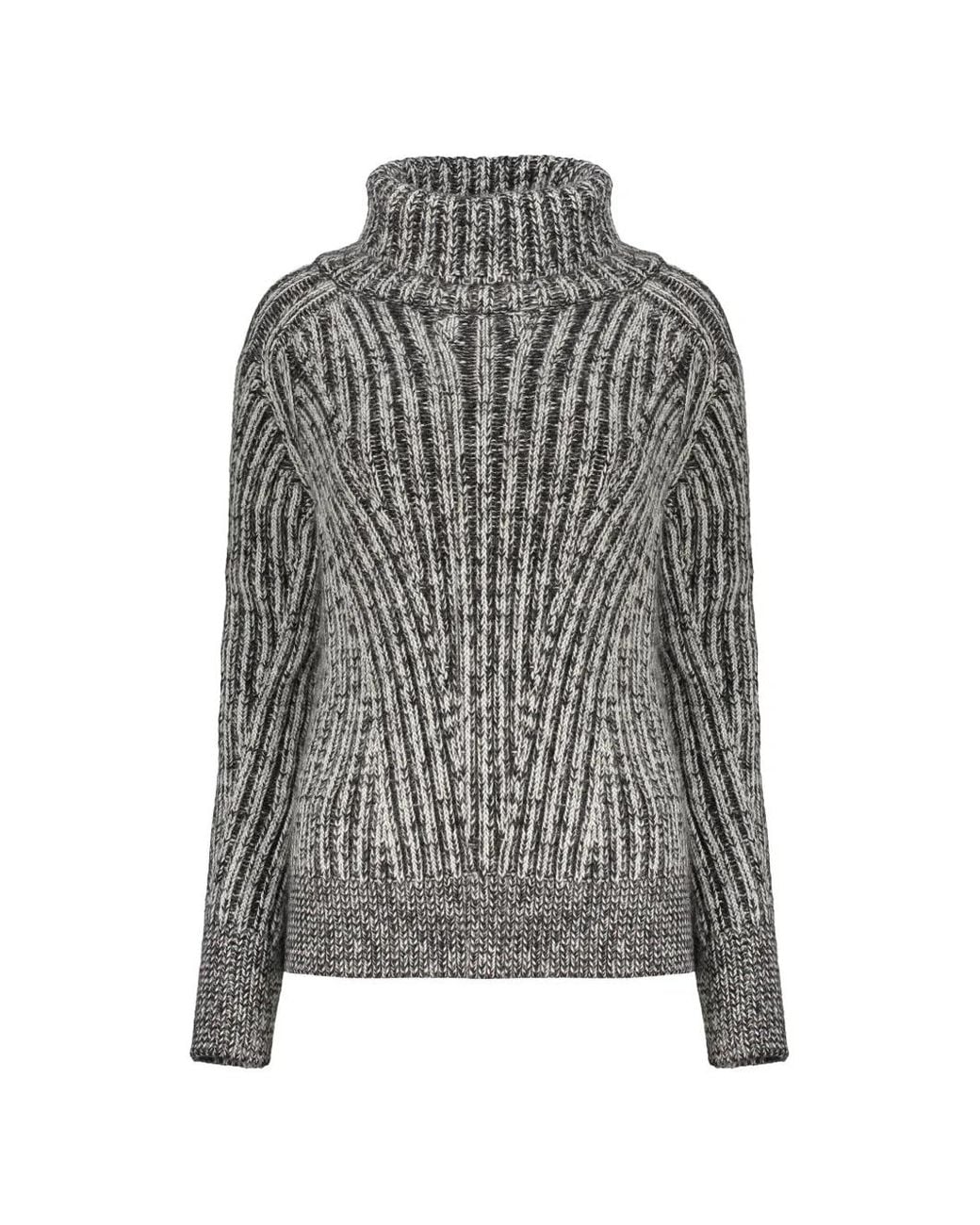 Moorer Gray Ribbed-Knit Roll-Neck Sweater