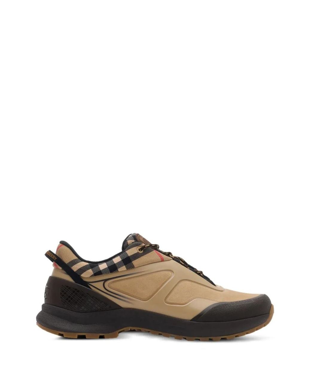 Burberry Brown Check And Mesh Discover Sneakers for men