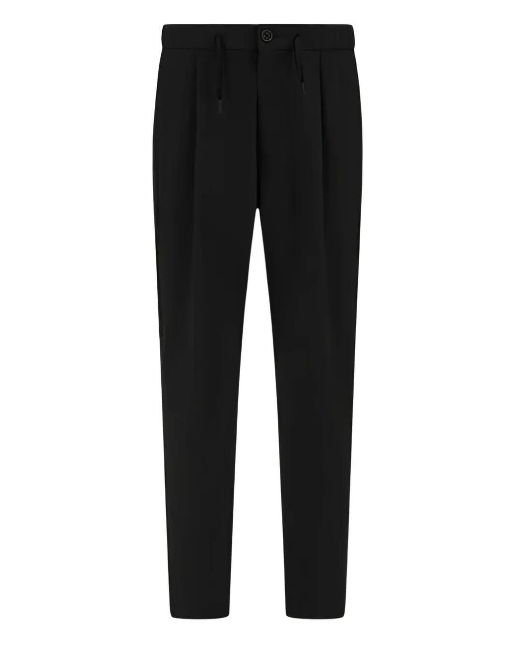 Herno Black Pleat-Detail Tailored Trousers