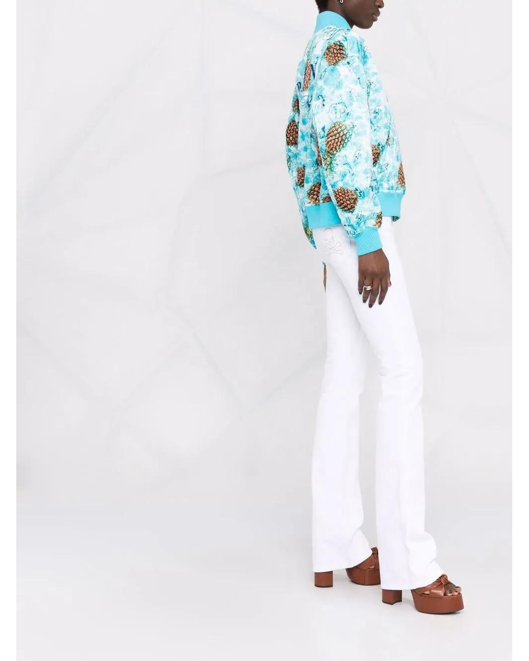 Philipp Plein Blue Pineapple Skies Bomber Jacket