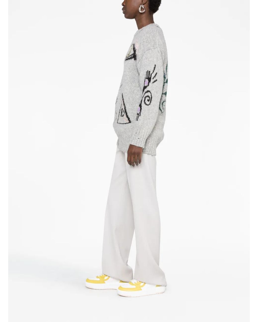 Stella McCartney White Folk Graphic-Embroidered Jumper