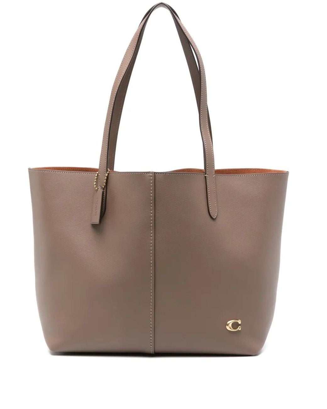 バッグ Coach Signature Brown Tote w/ Charm COACH Logo-Charm Tote Bag in Brown | Lyst