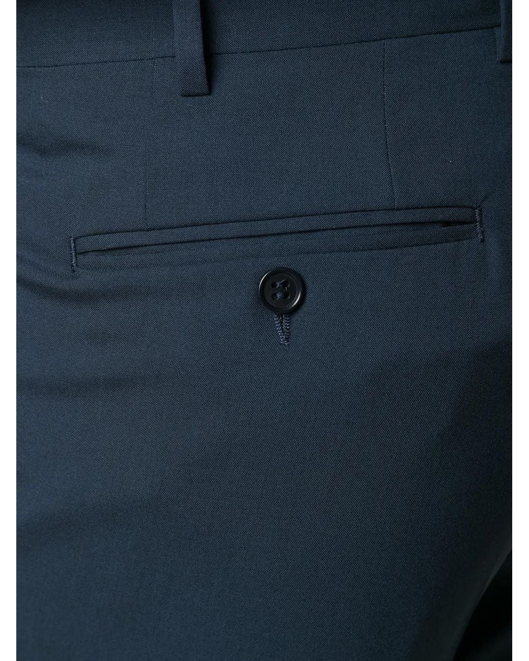 Canali Blue Slim Tailored Trousers for men