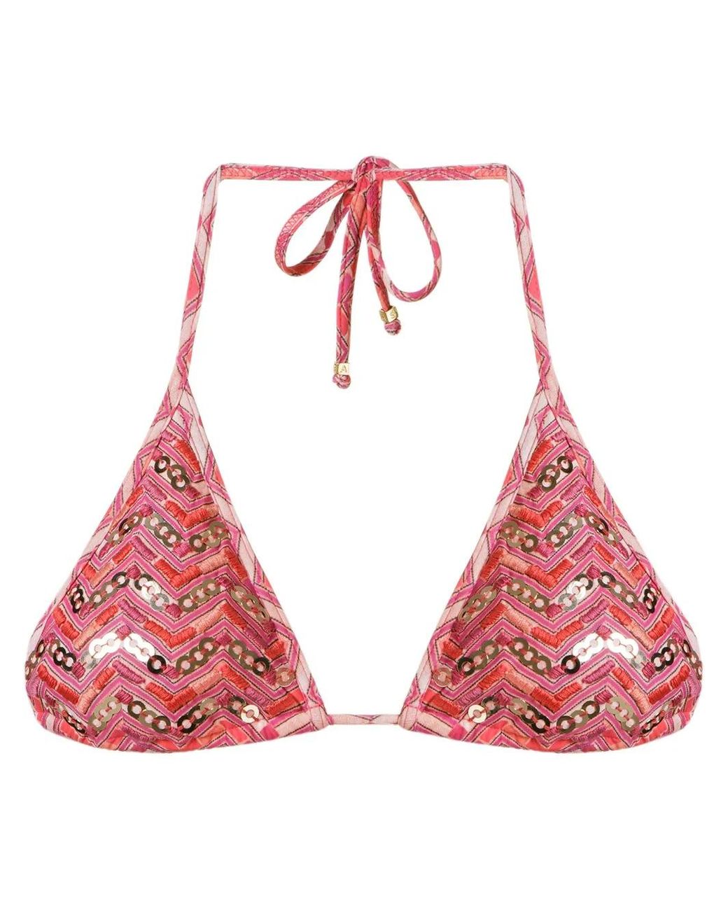 Top De Bikini Triangular Estampado Amir Slama de color Red