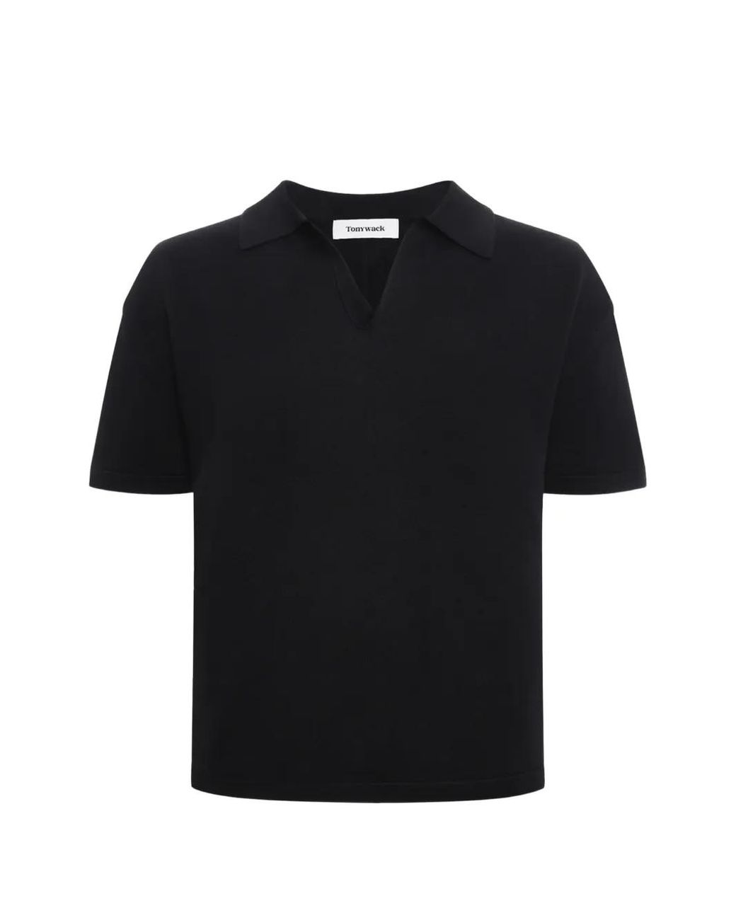 TONYWACK Black Open-Collar Polo Shirt for men