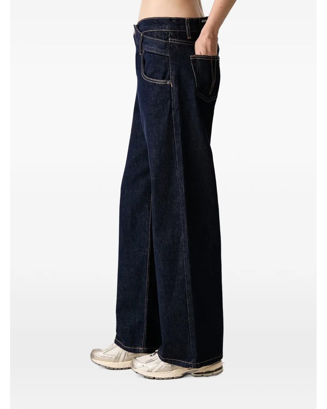 WRSTBHVR Blue Meg V3 Asymmetric-Waist Wide-Leg Jeans