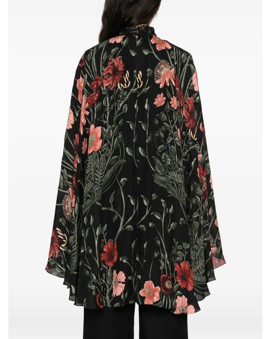 Johanna Ortiz Black Midnight Bloom Floral-Print Cape