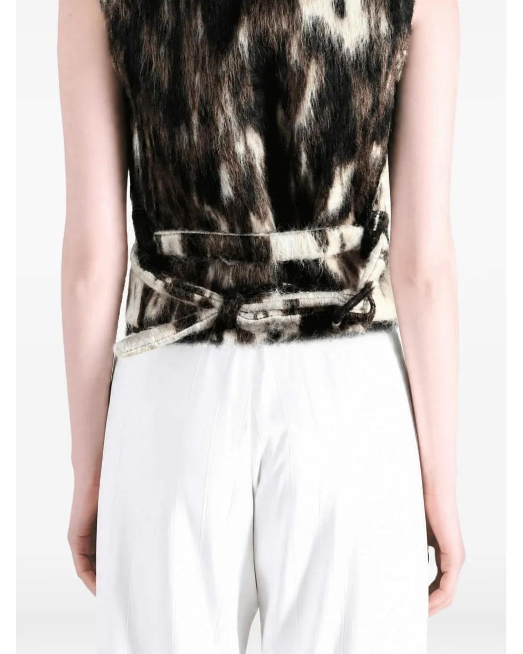 Lemaire Black Faux-Fur Tie-Back Top