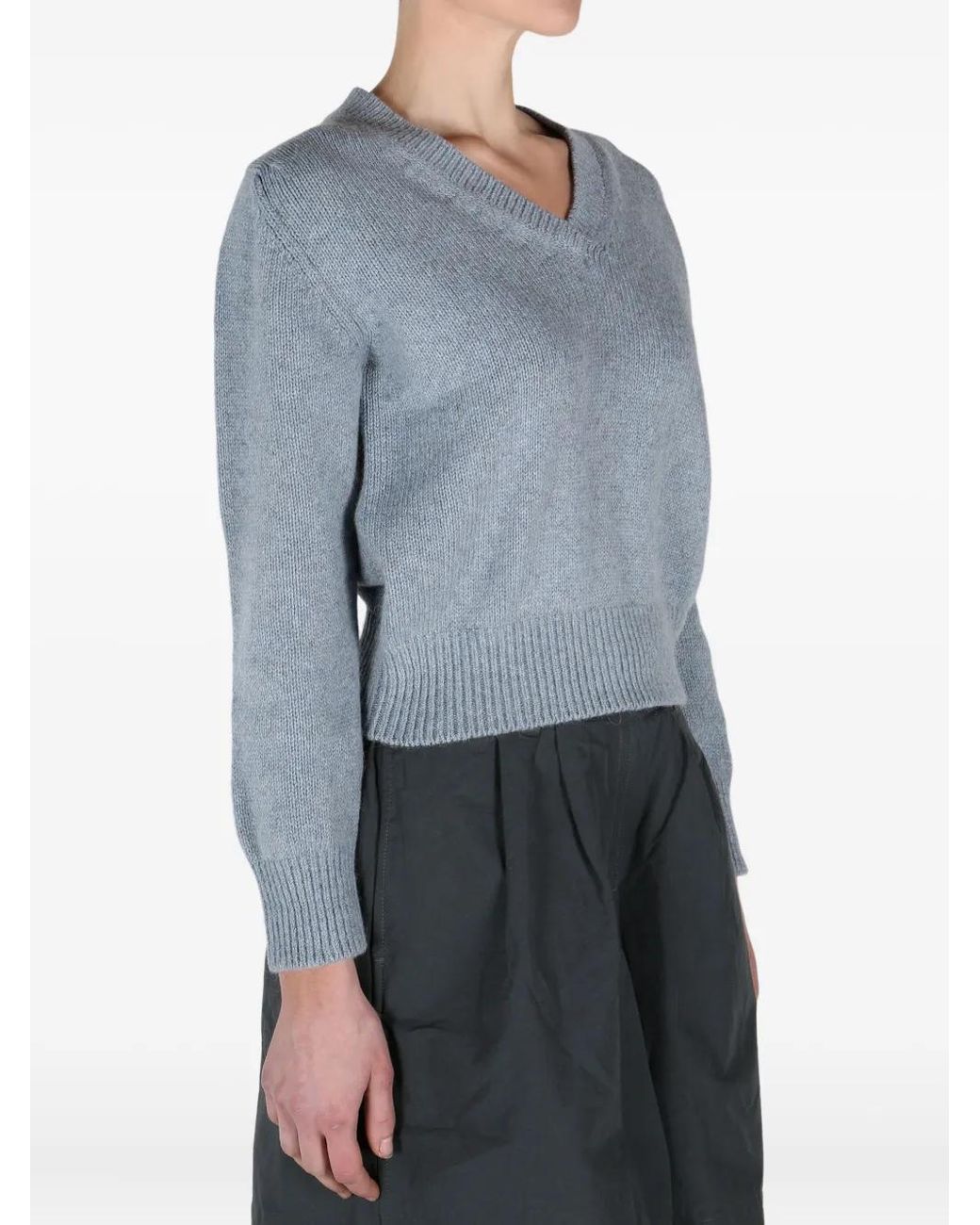 Margaret Howell V-Neck Jumper in Blue | Lyst