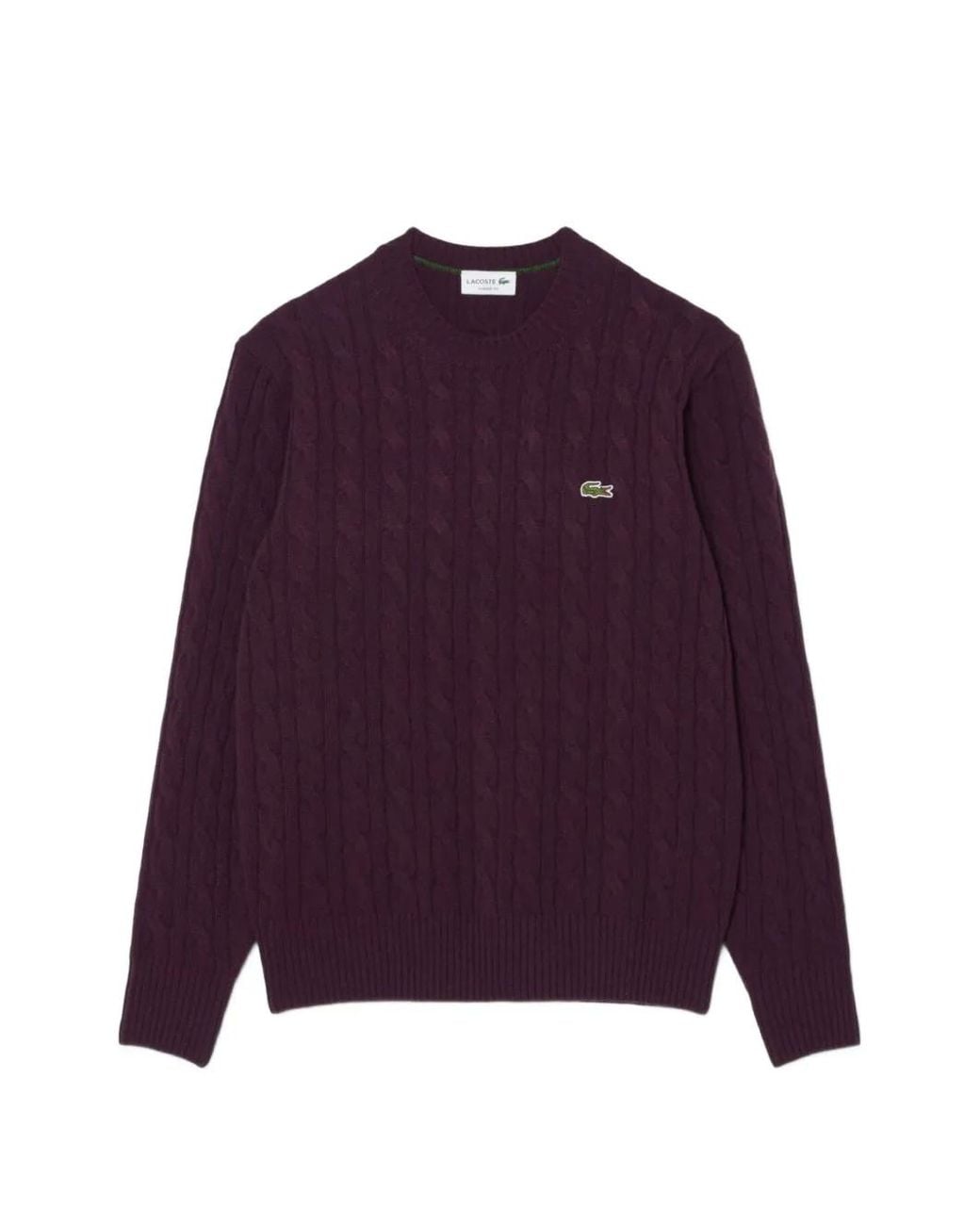 Lacoste Purple Knitted Sweater Made Of Brushed Wool With A Round Neck for men