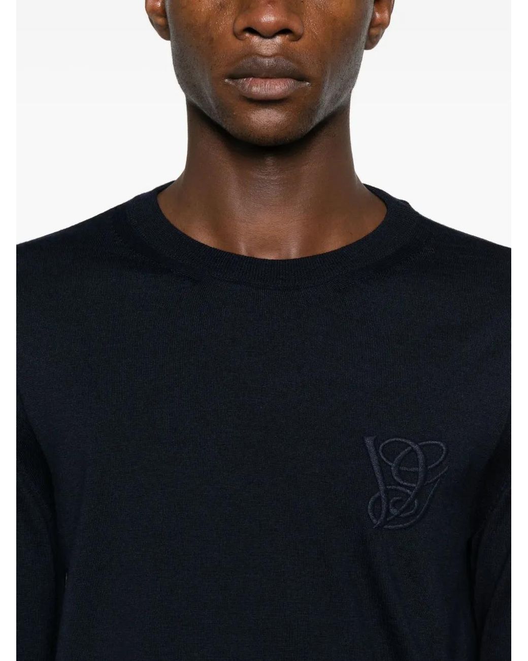 Valentino Garavani Blue Vg-Embroidered Sweater for men