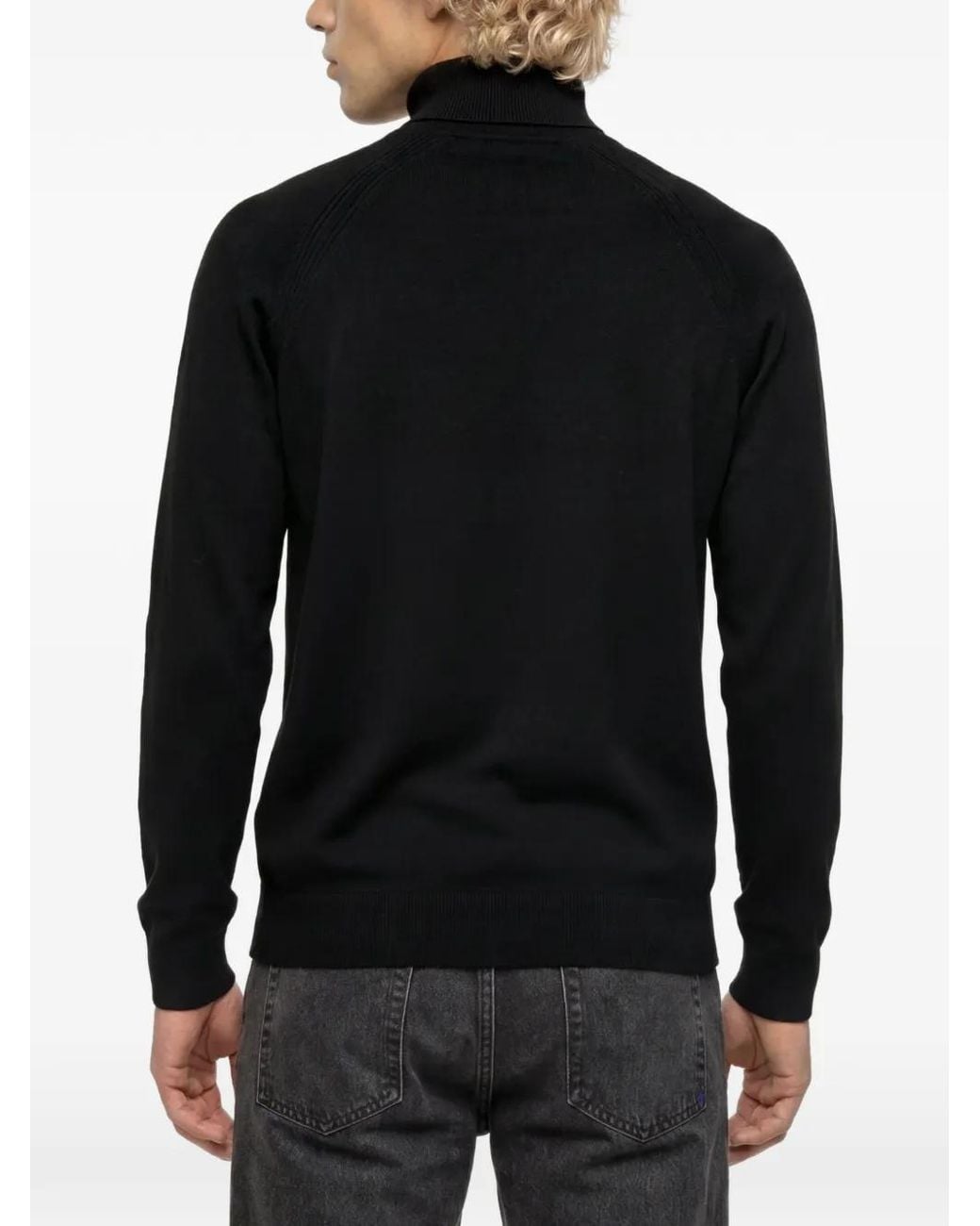 Karl Lagerfeld Black Lightweight Knit Rollneck Sweater for men