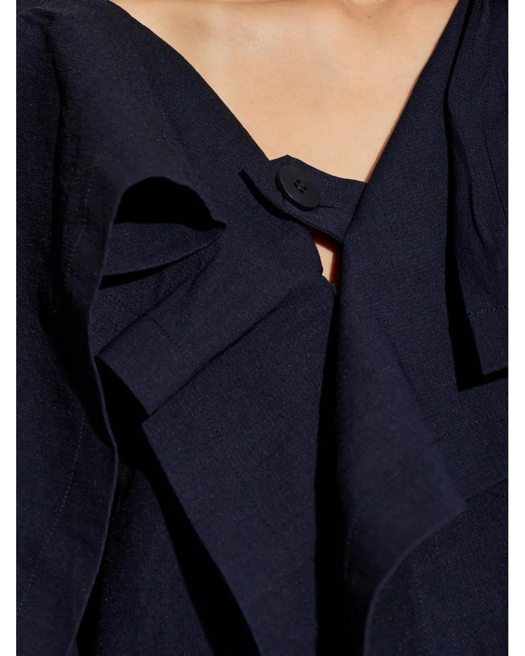 Issey Miyake Blue Ruffled Blouse