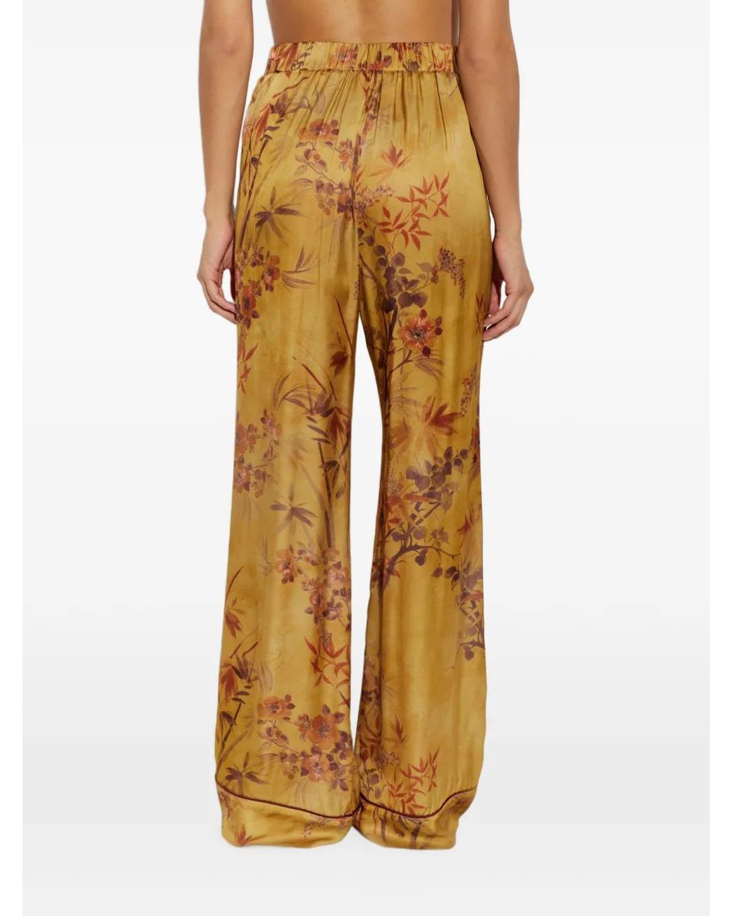 Forte_forte Metallic Botanical-Motif Wide-Leg Trousers