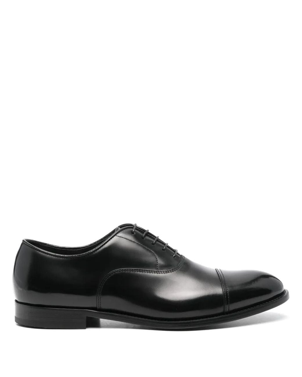 Doucal's Black Leather Oxford Shoes for men