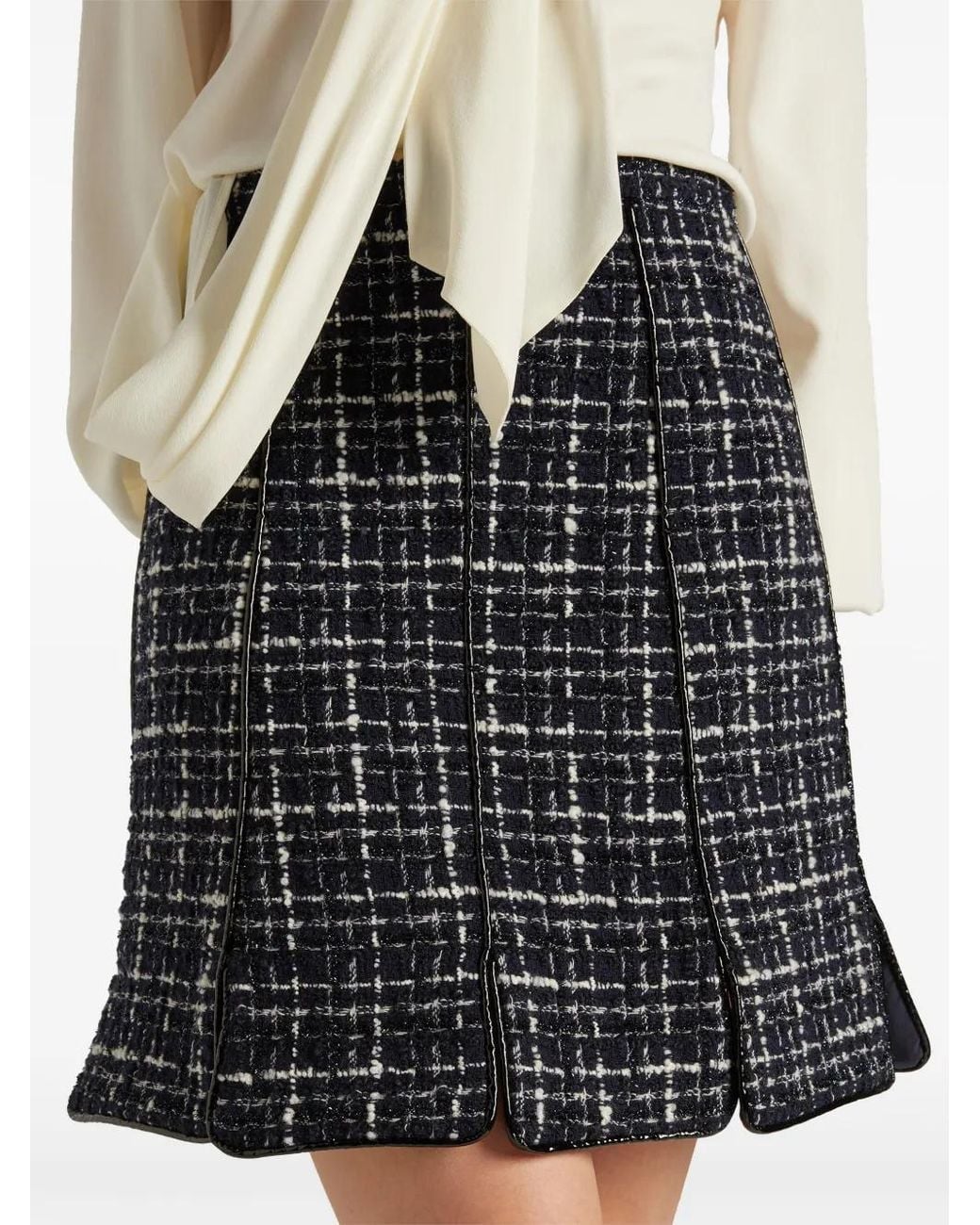 Genny Black Tweed Panelled Mini Skirt